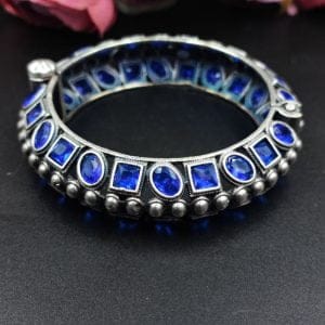 Silver-Look-Like-Stone-Work-Kada-Traditional-Openable-Bracelet