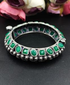 Silver-Look-Like-Stone-Work-Kada-Traditional-Openable-Bracelet