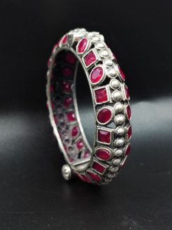 Silver Look Like Stone Work Kada | Traditional Openable Bracelet