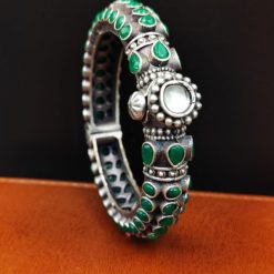 Stone-Work-Oxidised-Silver-Replica-Bangles-Free-Size-Openable-Bracelet