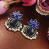 Oxidized-Silver-Replica-Monalisa-Stone-Stud-Earrings