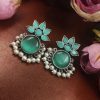 Oxidized-Silver-Replica-Monalisa-Stone-Stud-Earrings