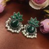 Oxidized-Silver-Replica-Monalisa-Stone-Stud-Earrings