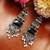Peacock Earrings - Silver Replica Monalisa Stone Dangler Earring