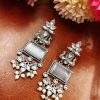 Peacock Earrings - Silver Replica Monalisa Stone Dangler Earring