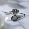 Oxidised Silver Look Like Flower Bracelet with Monalisa Stone Work
