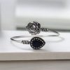 Oxidised Silver Look Like Flower Bracelet with Monalisa Stone Work