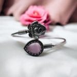 Oxidised Silver Look Like Flower Bracelet with Monalisa Stone Work - "Baby Pink"