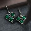 Oxidised Stone Hook Earrings - Daily Wear Silver look alike Earrings