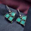 Oxidised Stone Hook Earrings - Daily Wear Silver look alike Earrings