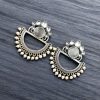 Elegant Oxidised Silver Look aLike Jewelry | Chandbali Earrings | Monalisa Stone Earring