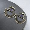 Elegant Oxidised Silver Look aLike Jewelry | Chandbali Earrings | Monalisa Stone Earring