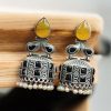 Premium Jhumka Earring Silver Replica Monalisa Stone