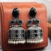 Premium Jhumka Earring Silver Replica Monalisa Stone