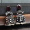 Premium Jhumka Earring Silver Replica Monalisa Stone