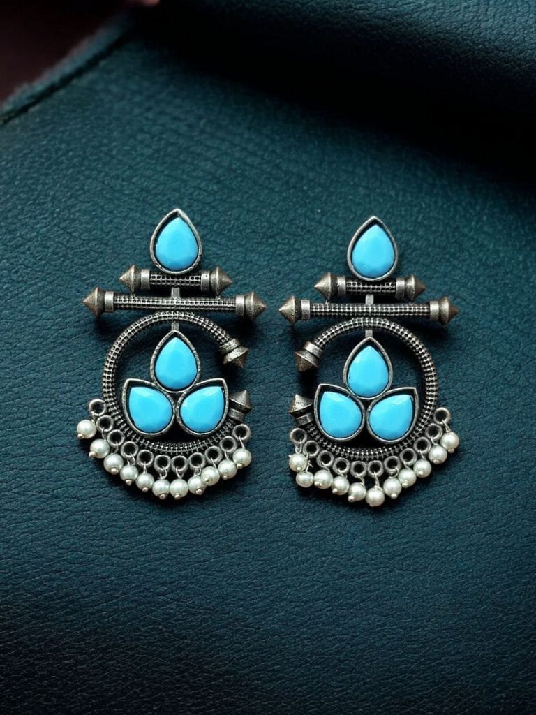 Bulk 454 Designer Oxidised Silver Look aLike Unique Dangler Earrings - "Turquoise"