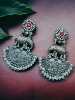 Premium Designer Elephant Earrings | Affordable Silver Replica Jewelry For Girls