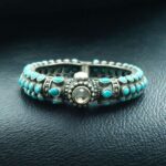 Bulk 16 Stone Work Oxidised Silver Replica Bangles | Free Size Openable Bracelet - "Aqua"