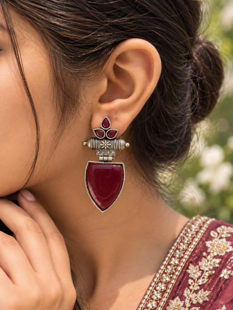 Promote Your Style with Monalisa Stone Earrings | Silver Replica Dangler Jewelry