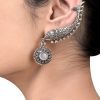 Fish Earcuff Earrings - Oxidised Silver Look alike Earring For Girls