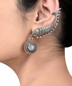 Fish Earcuff Earrings - Oxidised Silver Look alike Earring For Girls