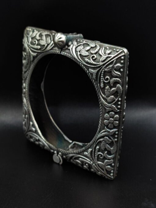 Oxidised-Square-Bangles-Kada-for-Girls-Silver-Replica-Openable-Bracelet
