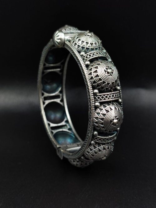 Traditional-Silver Replica Bangles-Kada-Oxidized-Openable-Bracelet
