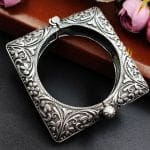 Oxidised Square Bangles / Kada for Girls | Silver Replica Openable Bracelet