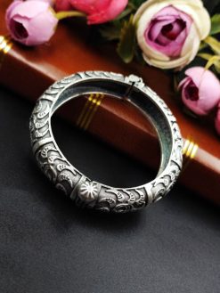 Openable Kada Bangle | Oxidised Silver Replica Bracelet