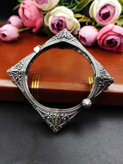 Silver-Replica-Bangles-Kada-Oxidized-Openable-Bracelet