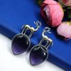 Premium-Design-of-Deer-Silver-Replica-Monalisa-Stone-Stud-Dangler-Earrings