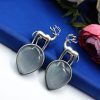 Premium-Design-of-Deer-Silver-Replica-Monalisa-Stone-Stud-Dangler-Earrings