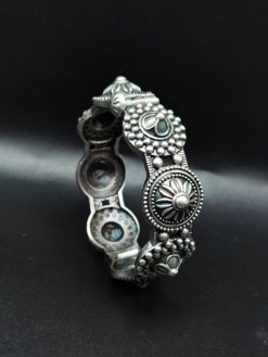 Luxurious Oxidised Bangle | Silver Look alike Free Size Kada