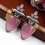 Promote Your Style with Monalisa Stone Earrings | Silver Replica Dangler Jewelry - "Babypink"