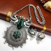 Adorn Yourself in Opulence: Stunning Oxidized Peacock Necklace