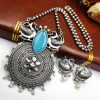 Adorn Yourself in Opulence: Stunning Oxidized Peacock Necklace