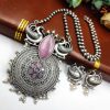 Adorn Yourself in Opulence: Stunning Oxidized Peacock Necklace