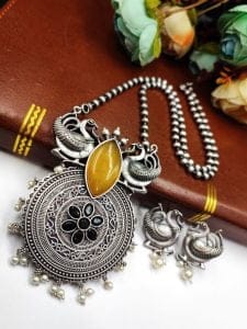 Gorgeous Oxidized Peacock Necklace: Unleash Your Style with Exquisite Elegance - Color: "Yellow"