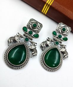 Nandi Earrings - Premium Quality Silver Replica Oxidised Stud Earring