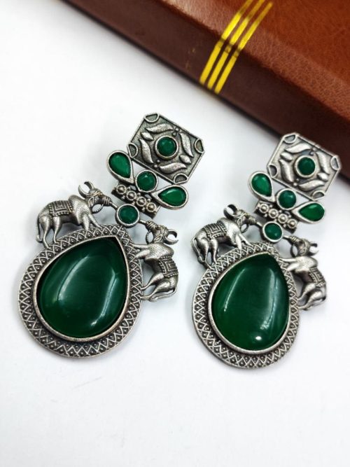 Nandi Earrings - Premium Quality Silver Replica Oxidised Stud Earring