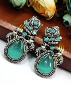 Nandi Earrings - Premium Quality Silver Replica Oxidised Stud Earring