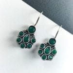 Oxidised Daily Wear Earring - Silver Replica Hook Adorable Earrings - "Green"