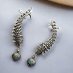 Bulk 12 Unique Fish Earcuff Earrings - Oxidised Silver Look alike Earring For Girls - "Mint"