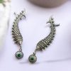 Fish Earcuff Earrings - Oxidised Silver Look alike Earring For Girls