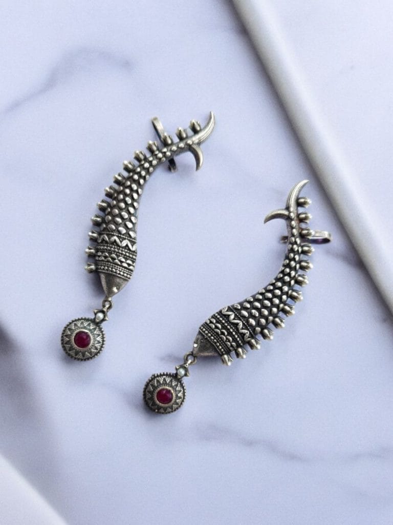 Bulk 472 Unique Fish Earcuff Earrings - Oxidised Silver Look alike Earring For Girls - "Pink"