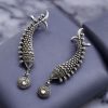 Fish Earcuff Earrings - Oxidised Silver Look alike Earring For Girls