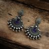 Deer Earrings - Premium Design Silver Replica Oxidised Monalisa Stone