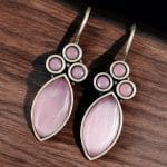 Bulk 236 Casual Wear Oxidised Earrings | Affordable Hook Earrings | Earrings Under 100Rs - "Babypink"