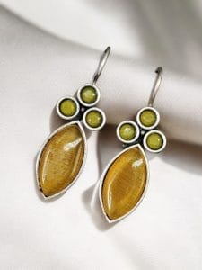 Casual Wear Oxidised Earrings | Affordable Hook Earrings | Earrings Under 100Rs - Color: "Yellow"