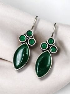 Casual Wear Oxidised Earrings | Affordable Hook Earrings | Earrings Under 100Rs - Color: "Green"